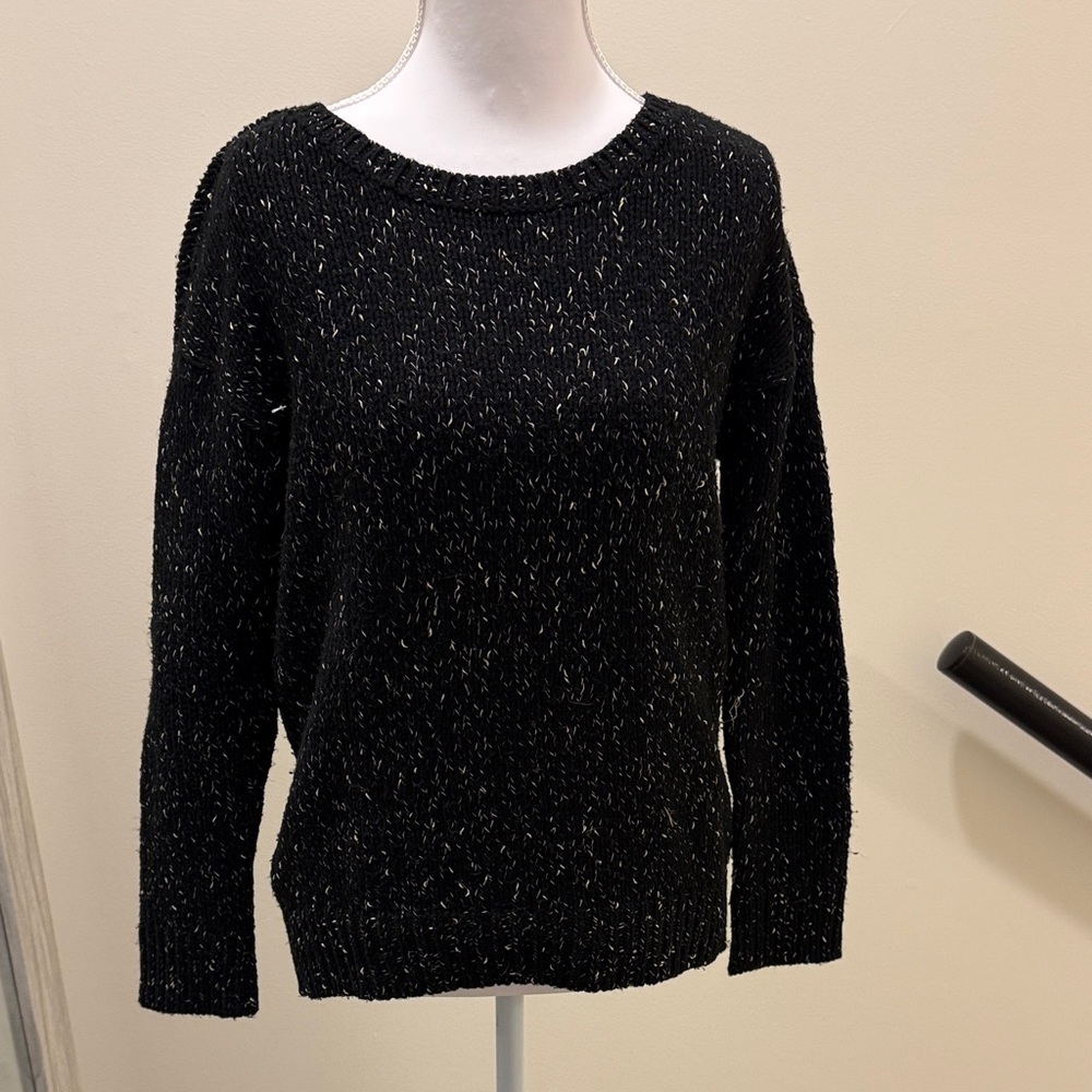 Women's Black Sweater with Gold Flecks